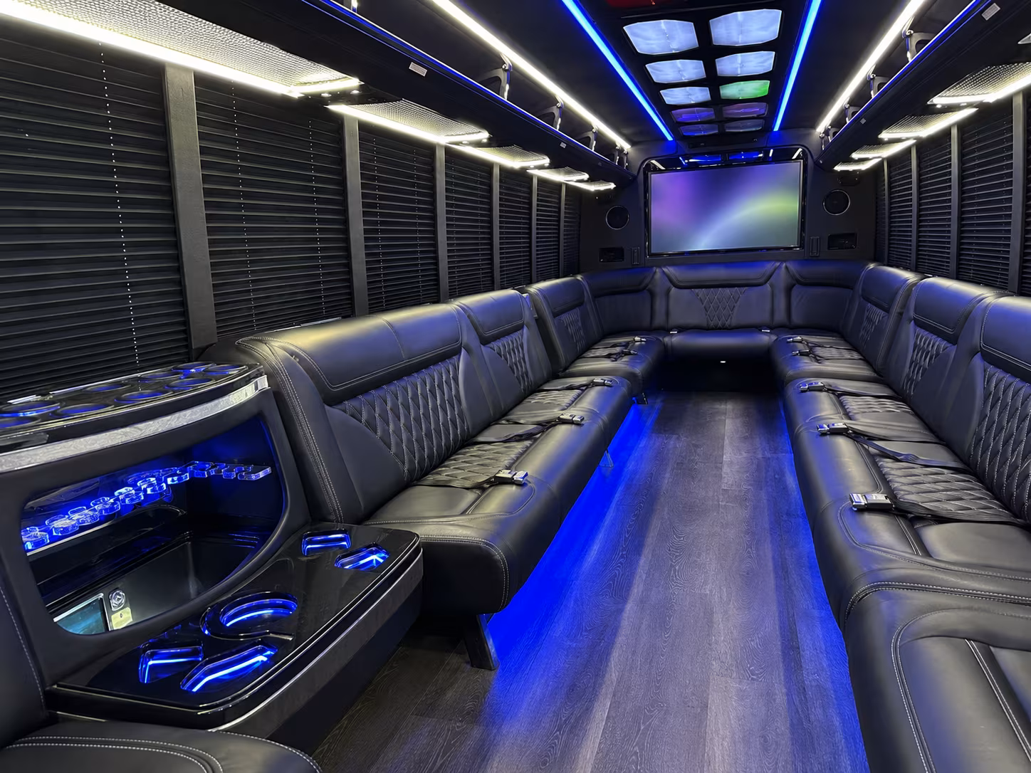 San Diego Birthday, Sweet 16, & Quinceañera Transportation party bus interior